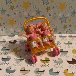 Zuru My Mini Baby Twin Baby Doll Stroller - Pink and Yellow